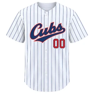 Custom Chicago Cubs Gray Jersey Throwback Bold