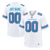 Custom Tennessee Titans White Jersey 2026 front and back views with TENNESSEE chest lettering and personalized name and number