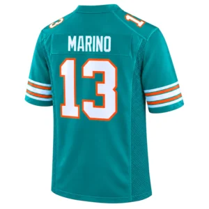 Dan Marino jersey back with MARINO name and white number 13 outlined in orange