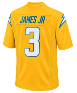 Derwin James Jersey back with JAMES JR name and white number 3