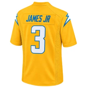 Derwin James Jersey back with JAMES JR name and white number 3