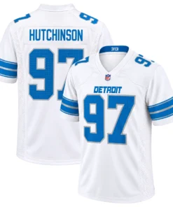 Detroit Lions Aidan Hutchinson White Jersey – Bold Player Edition