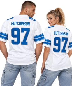 Detroit Lions Aidan Hutchinson White Jersey – Bold Player Edition