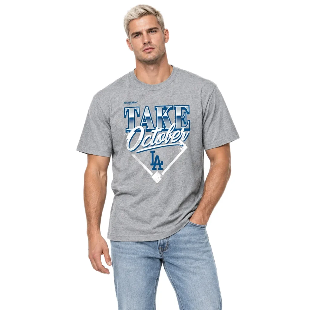 Dodgers Division Series Gray Tshirt - Bold 2026 MLB Champions Locker Room Fan Wear