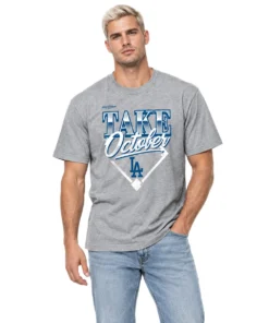 Dodgers Division Series Gray Tshirt - Bold 2026 MLB Champions Lock Room Fan Wear