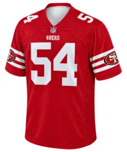 Fred Warner 49ers Jersey front with white number 54 on bold red football styling