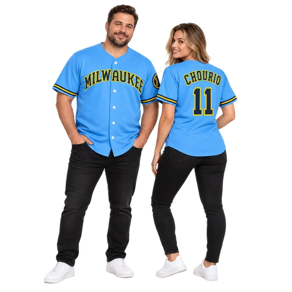Jackson Chourio Brewers Blue Jersey Dynamic Brewers Style