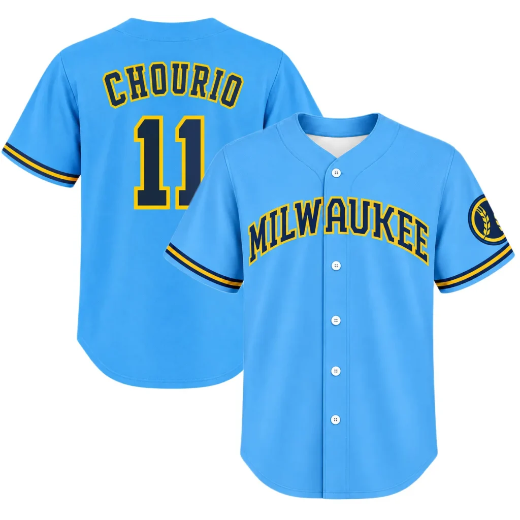 Jackson Chourio Brewers Blue Jersey Dynamic Brewers Style
