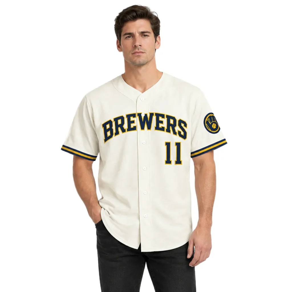 Jackson Chourio Brewers Cream Jersey 2026 Bold Fan Gear
