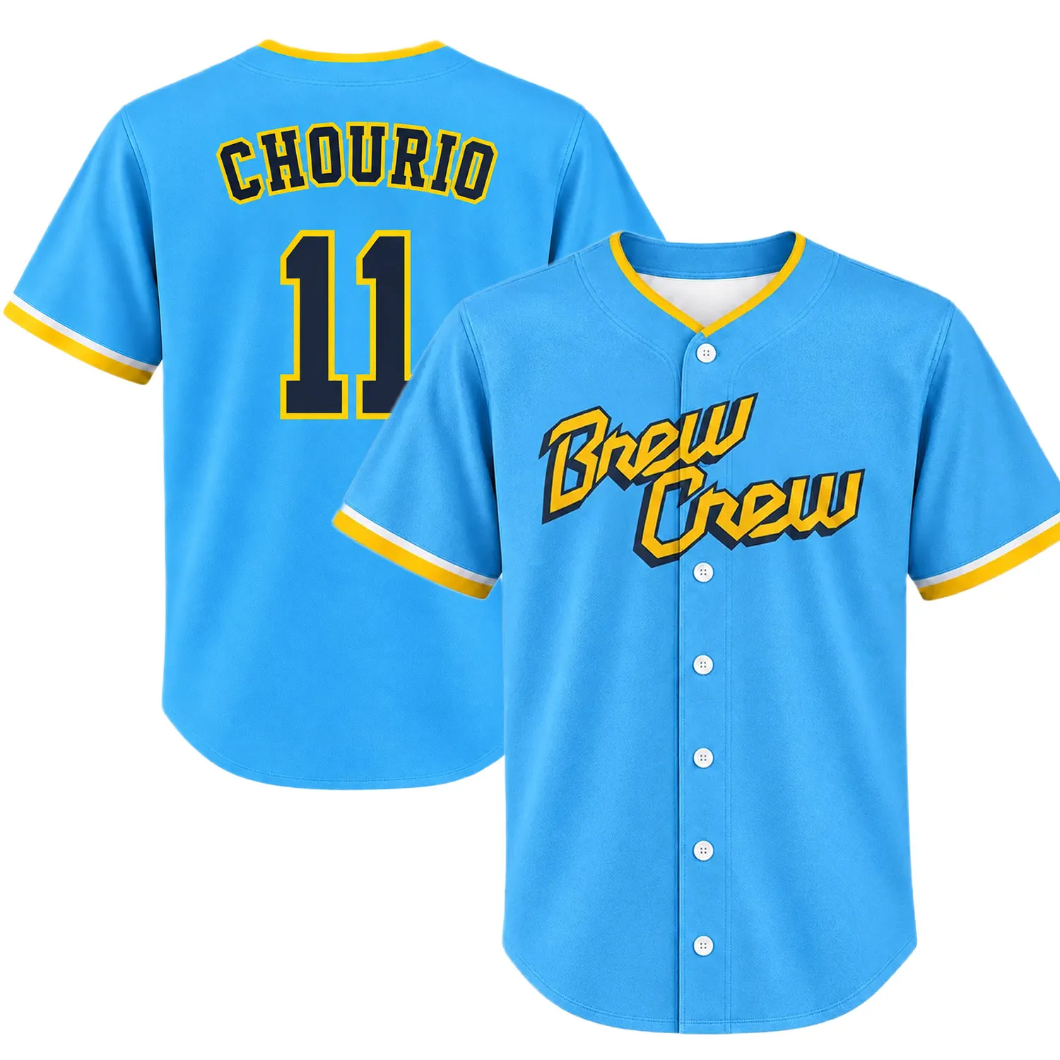 Jackson Chourio Jersey Brew Crew Elite Front and Back Views