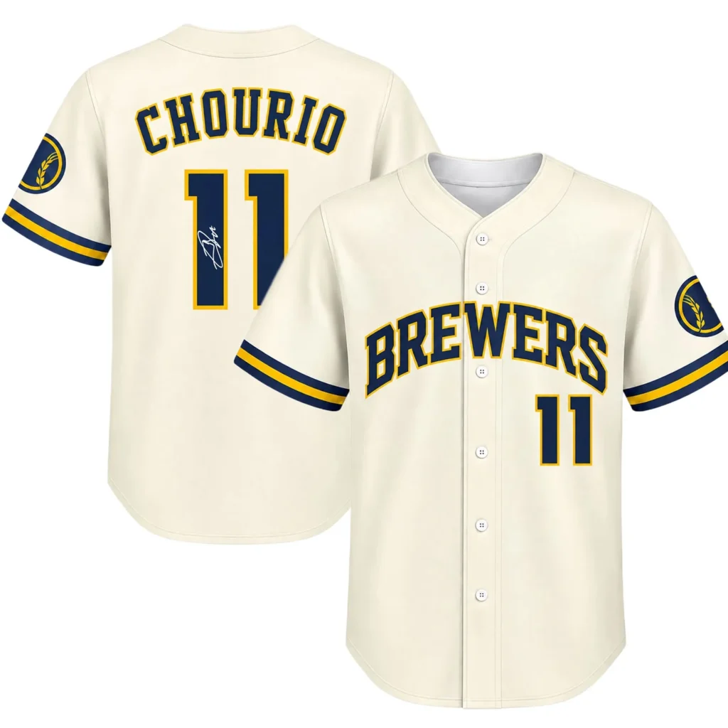 Jackson Chourio Milwaukee Brewers Cream Jersey Signature Exclusive