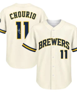 Jackson Chourio Milwaukee Brewers Cream Jersey Signature Exclusive