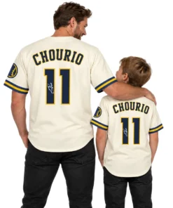 Jackson Chourio Milwaukee Brewers Cream Jersey Signature Exclusive Dad and Son