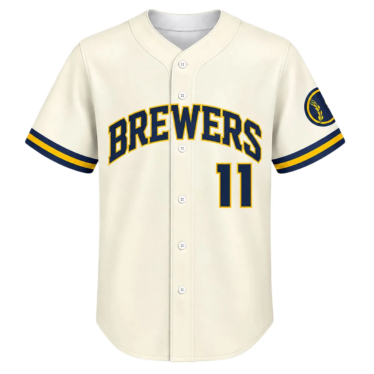Jackson Chourio Milwaukee Brewers Cream Jersey Signature Exclusive Front