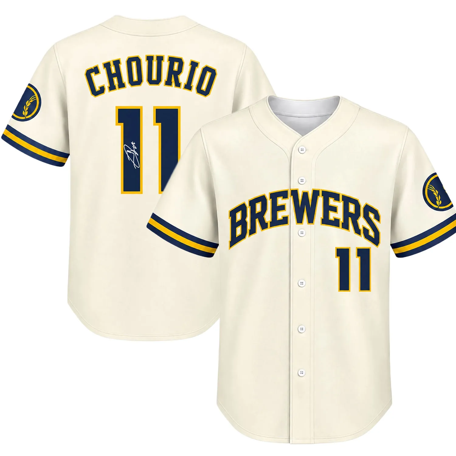 Jackson Chourio Milwaukee Brewers Cream Jersey Signature Exclusive