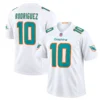 Miami Dolphins white jersey front and back featuring Jacob Rodriguez number 10