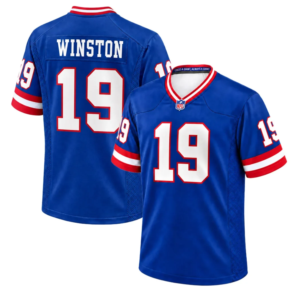 Jameis Winston Giants Blue Jersey 2026 Bold Name & Number