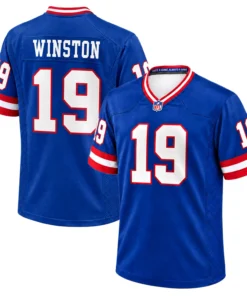 Jameis Winston Giants Blue Jersey 2026 Bold Nam & Number