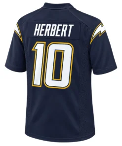 Justin Herbert Los Angeles Chargers Jersey back with HERBERT name and white number 10
