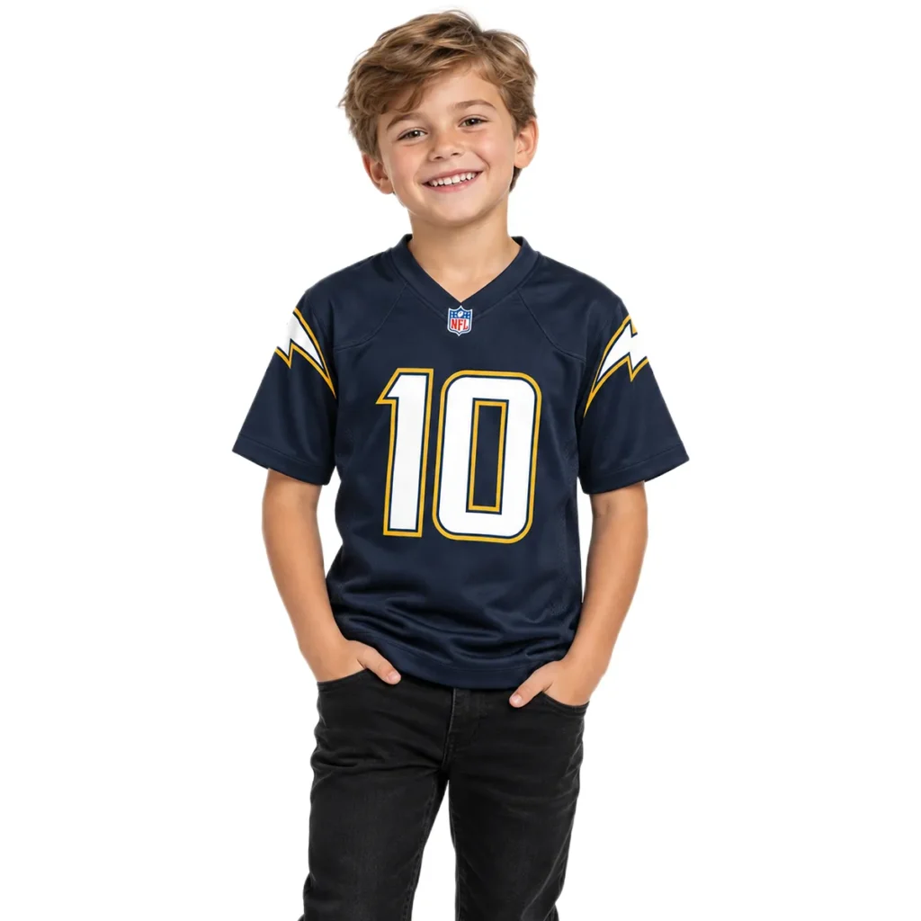 Justin Herbert Navy Jersey Bold Super Chargers Style