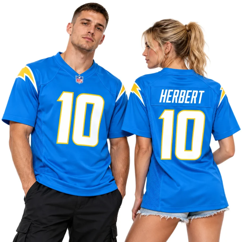 Justin Herbert Powder Blue Jersey - Bold Chargers Home Style
