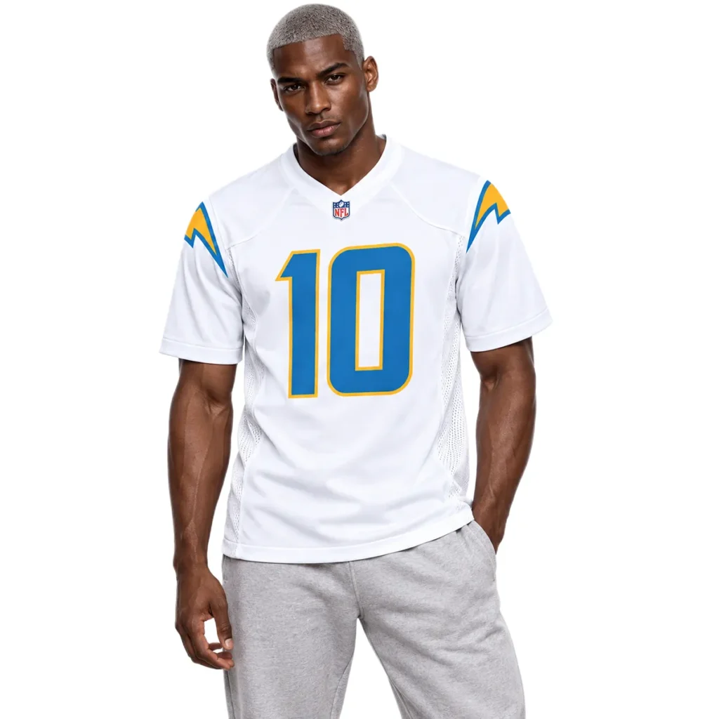 Justin Herbert White Jersey - Dynamic Chargers Home Style