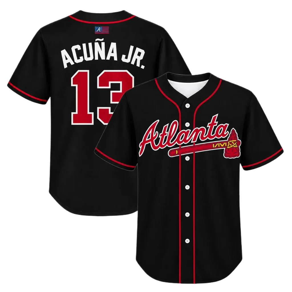 Kid's Atlanta Braves Ronald Acuna Jr. Jersey Bold Black apparel
