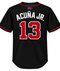 Kid's Atlanta Braves Ronald Acuna Jr. Jersey Bold Black apparel