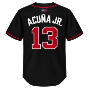 Kid's Atlanta Braves Ronald Acuna Jr. Jersey Bold Black apparel