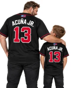 Kid's Atlanta Braves Ronald Acuna Jr. Jersey Bold Black apparel