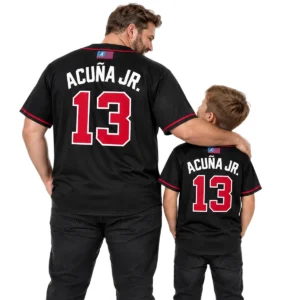 Kid's Atlanta Braves Ronald Acuna Jr. Jersey Bold Black apparel