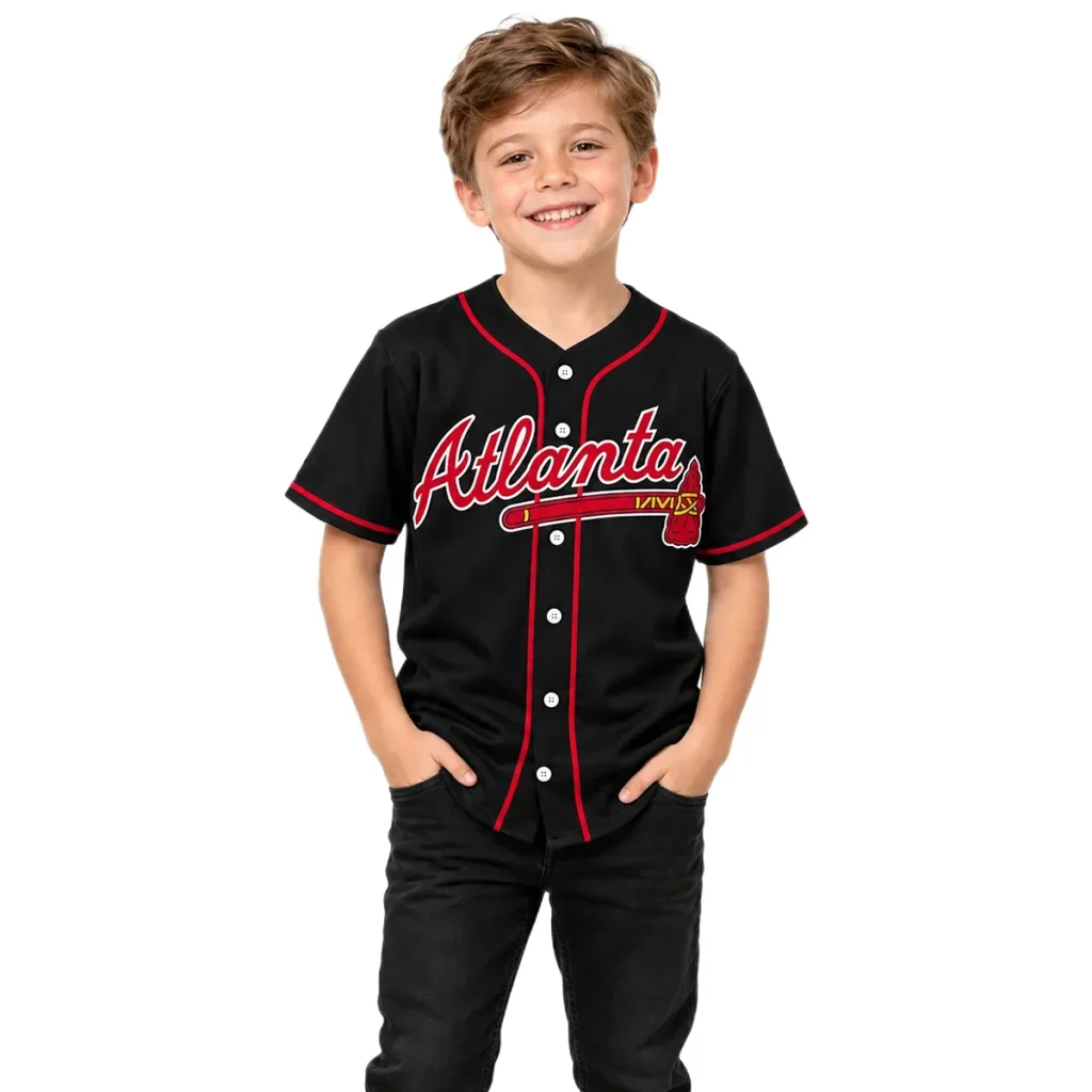 Kid's Atlanta Braves Ronald Acuna Jr. Jersey Bold Black apparel