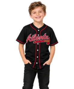 Kid's Atlanta Braves Ronald Acuna Jr. Jersey Bold Black apparel
