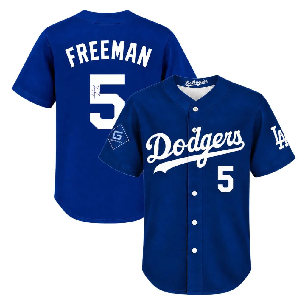 Kid's Freddie Freeman Dodgers Blue Jersey Signature Print Dynamic
