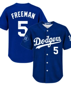 Kid's Freddie Freeman Dodgers Blue Jersey Signature Print Dynamic
