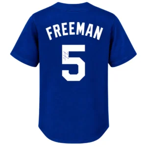Kid's Freddie Freeman Dodgers Blue Jersey Signature Print Dynamic