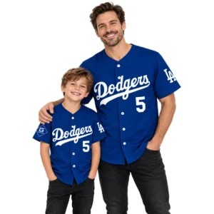Kid's Freddie Freeman Dodgers Blue Jersey Signature Print Dynamic