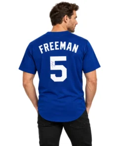 Kid's Freddie Freeman Dodgers Blue Jersey Signature Print Dynamic