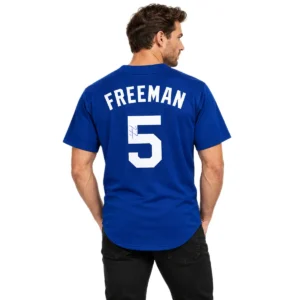 Kid's Freddie Freeman Dodgers Blue Jersey Signature Print Dynamic