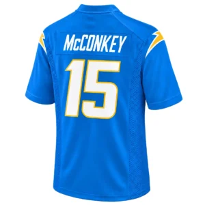 Ladd McConkey Jersey back with McCONKEY name and white number 15