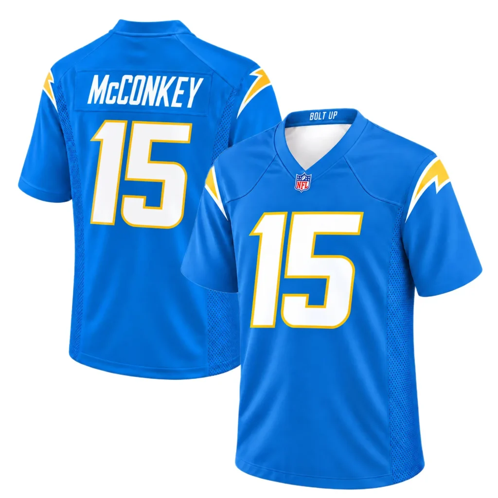 Ladd McConkey Powder Blue Jersey Vibrant Chargers Home Style
