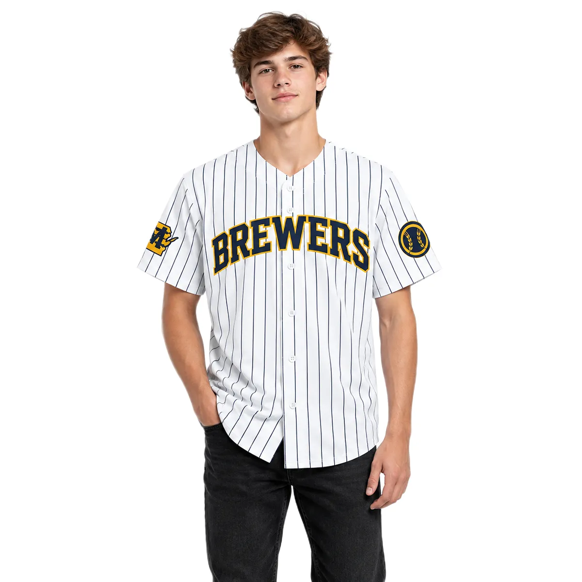 Logan Henderson Brewers Home White Jersey 2026 Bold Name & Number