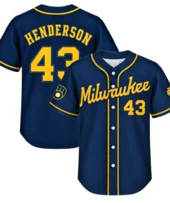 Logan Henderson Brewers Navy Jersey 2026 Bold Fan Apparel