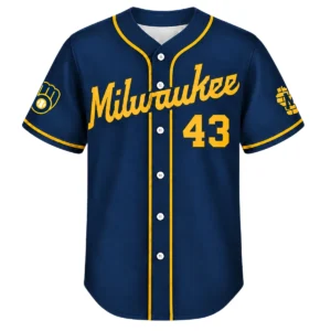 Logan Henderson Brewers Navy Jersey 2026 Bold Fan Apparel