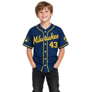 Logan Henderson Brewers Navy Jersey 2026 Bold Fan Apparel