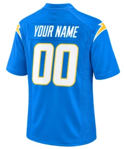Custom Los Angeles Chargers Jersey back with YOUR NAME and white number 00