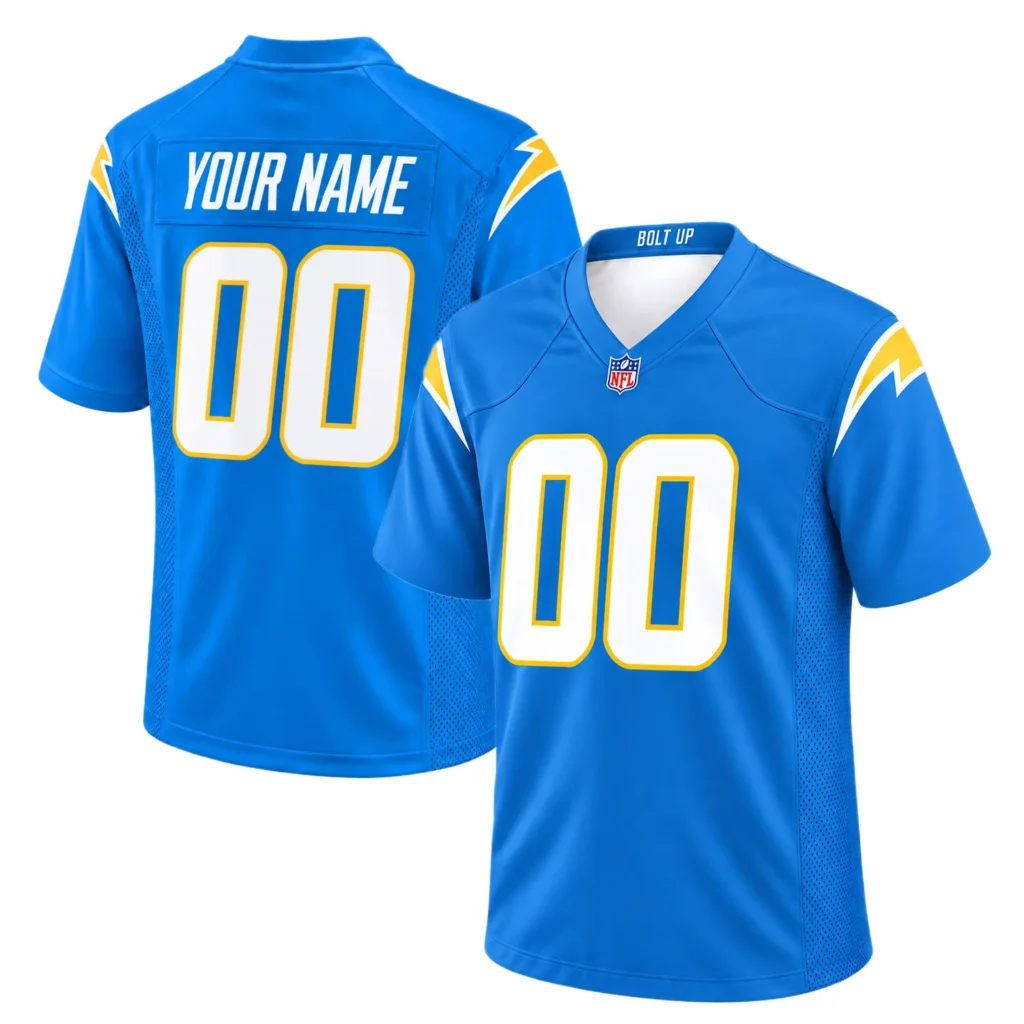 Los Angeles Chargers Blue Jersey Custom Player Bold Home Style