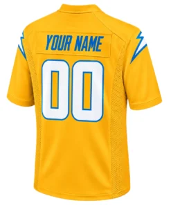 Los Angeles Chargers Custom Jersey back with YOUR NAME and white number 00
