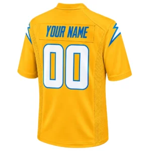 Los Angeles Chargers Custom Jersey back with YOUR NAME and white number 00