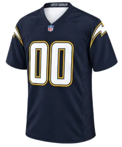 Los Angeles Chargers Navy Custom Jersey front with white 00 and gold bolt details